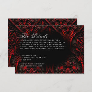 Dark Elegant Red & Black Gothic Damask Wedding Enclosure Card