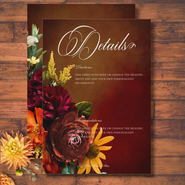 Dark Elegant Summer Sunset Floral Details Enclosure Card (Dark Elegant Summer Sunset Floral Details Enclosure Card)