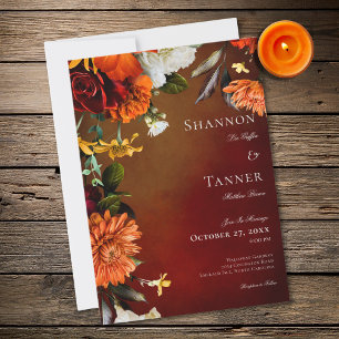 Dark Elegant Summer Sunset Floral Wedding Invitation
