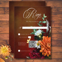 Dark Elegant Summer Sunset Floral Wedding QR Code