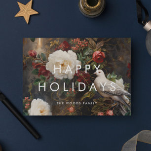 Dark Elegant Vintage Minimalist Happy Holidays Holiday Card