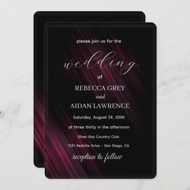 Dark Elegant Wedding Invitation Design (Front/Back)