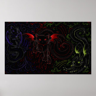 Dark Elemental Cats Poster