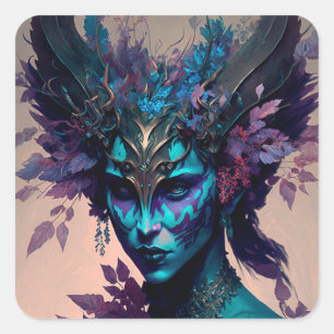 Dark Elf Fantasy Art Square Sticker