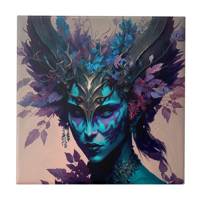 Dark Elf Fantasy Art Tile (Front)