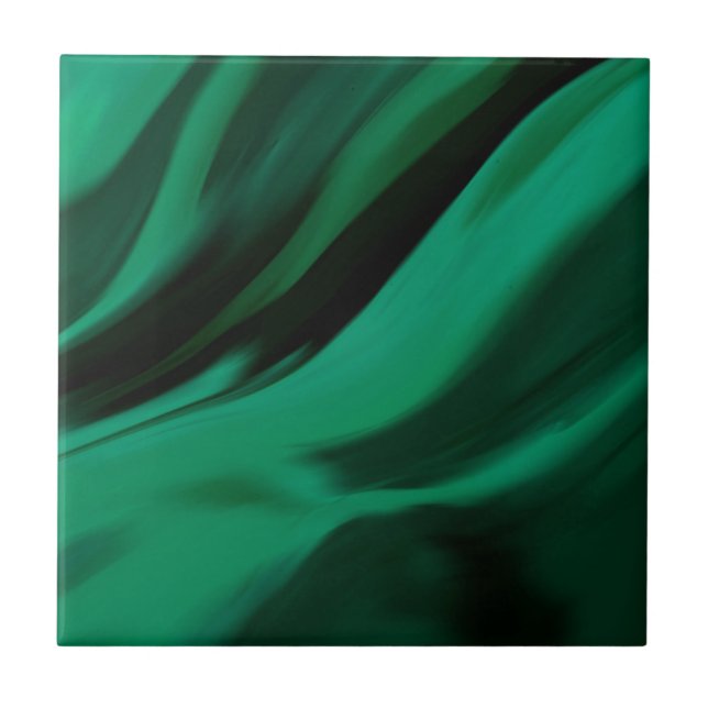 Dark Emerald Green Abstract Tile (Front)