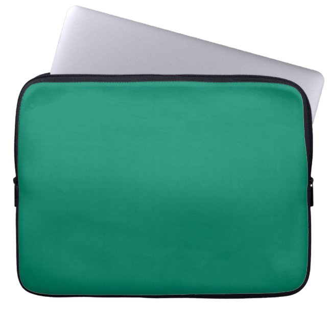 Dark Emerald Green Blue Solid Color Design Laptop Sleeve (Front)