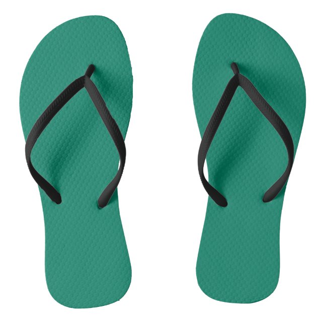 Dark Emerald Green Blue Solid Colour Design  Flip Flops (Footbed)