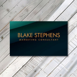 Dark Emerald Green Corporate Gradient Minimalist Business Card