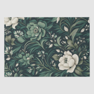 Dark Emerald Green Floral Tissue Paper