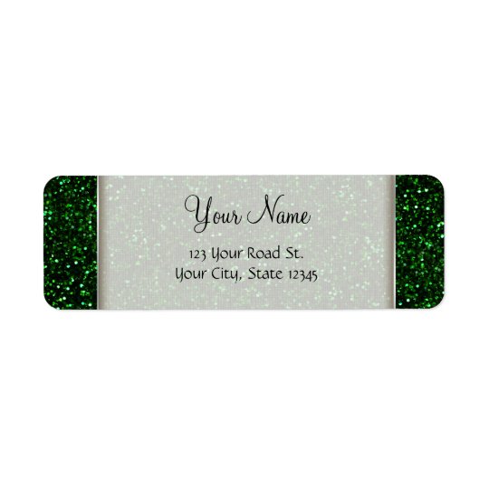 Dark Emerald Green Glitter Return Address Label