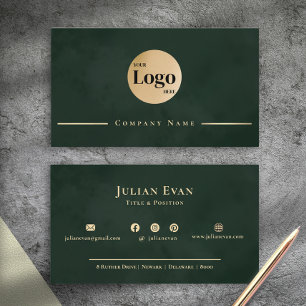 Dark Emerald Green Gold Professional Company Logo Business Card