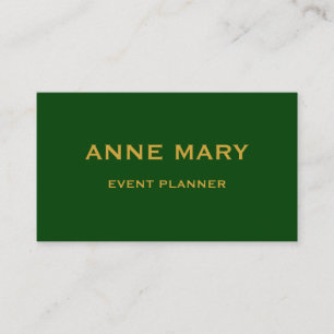 Dark Emerald Green Gold Wedding Event Planner Business Card