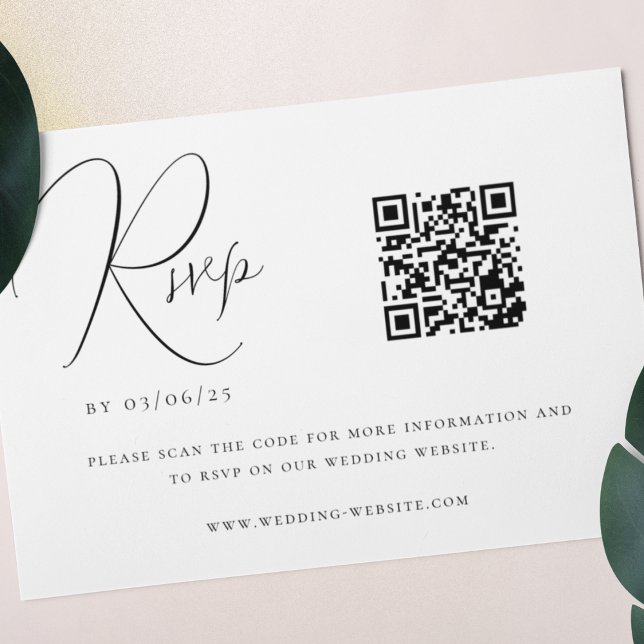 Dark Emerald Green Minimalist Wedding QR Code RSVP Card (Creator Uploaded)