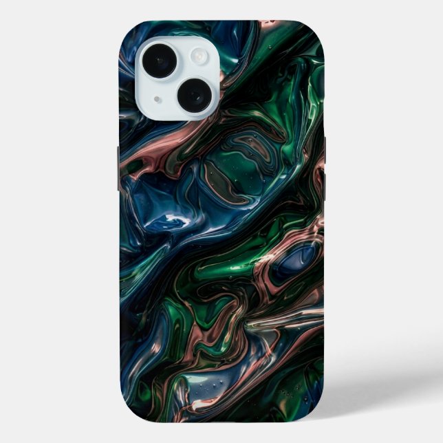 Dark Emerald Metallic Liquid Fluid Marble Phone Ca Case-Mate iPhone Case (Back)