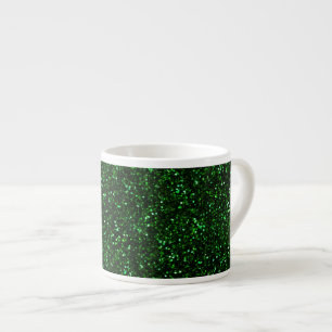 Dark Emerald Spring Green Glitter Espresso Cup