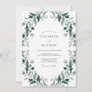 Dark Emerald Vine Wedding Invitation