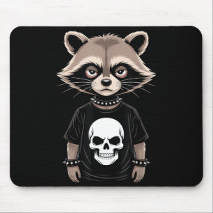 Dark Emo Raccoon With Skull Punk Style Alternative Mouse Mat
