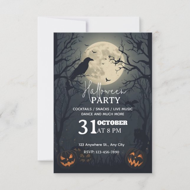 Dark Enchanted Halloween Party Invitation-Editable Invitation (Front)
