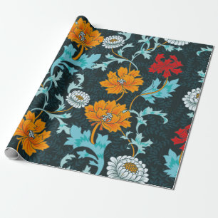 Dark Enchanted Vintage Flowers seamless pattern vi Wrapping Paper