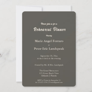 Dark Espresso Brown Luxe Neutral Rehearsal Dinner Invitation