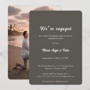 Dark Espresso Brown Photo Engagement Party Invitation