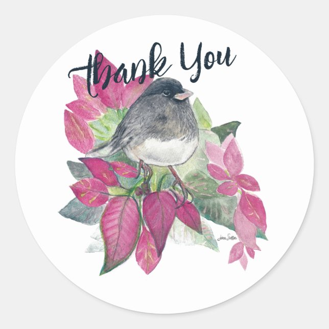 Dark Eyed Junco Bird Art Classic Round Sticker (Front)