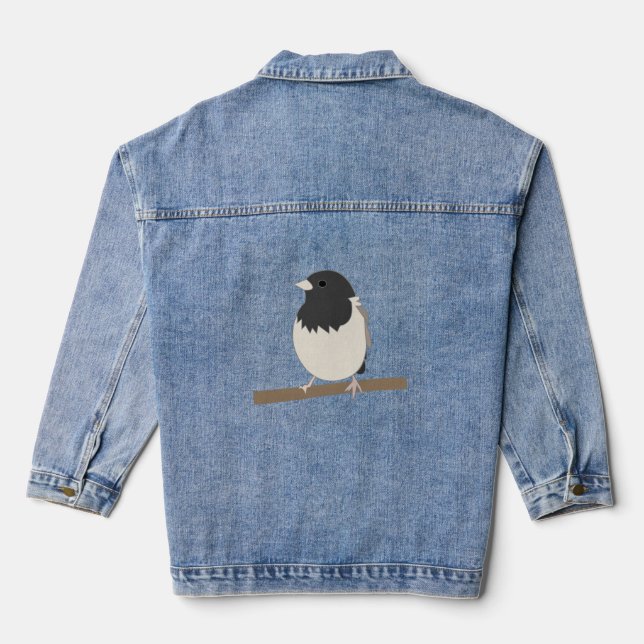 Dark-Eyed Junco Bird Art Denim Jacket (Back)
