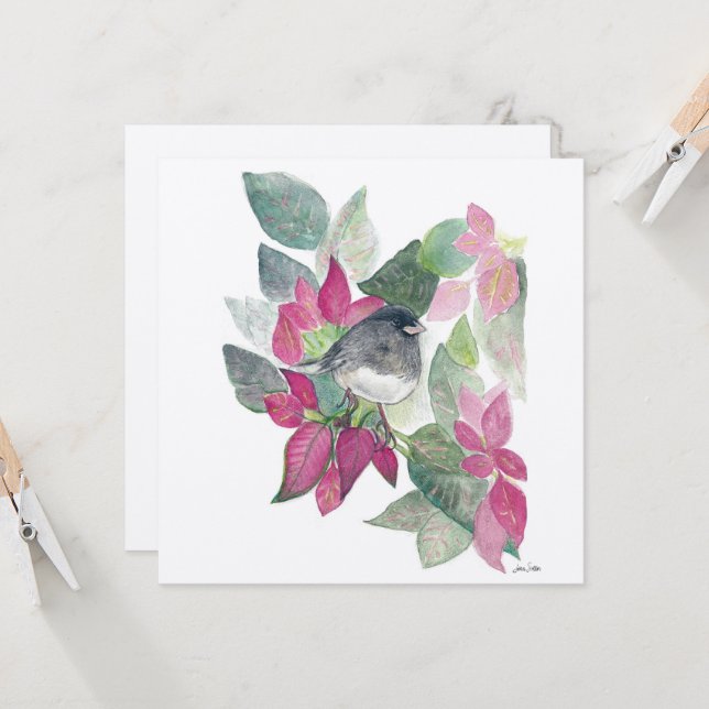 Dark Eyed Junco Bird Card (Front/Back In Situ)