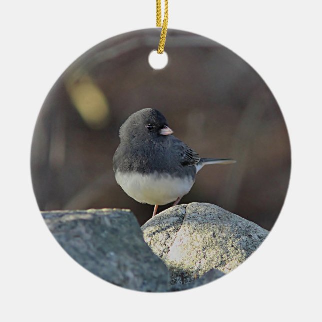 Dark-eyed junco ceramic tree decoration (Front)