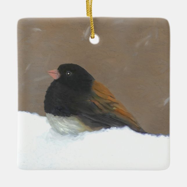 Dark-Eyed Junco Painting - Original Bird Art Ceramic Ornament (Front)