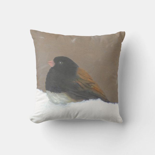 Dark-Eyed Junco Painting - Original Bird Art Cushion (Front)