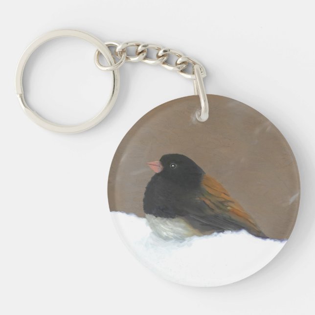 Dark-Eyed Junco Painting - Original Bird Art Key Ring (Front)
