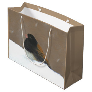 Dark-Eyed Junco Painting - Original Bird Art Large Gift Bag
