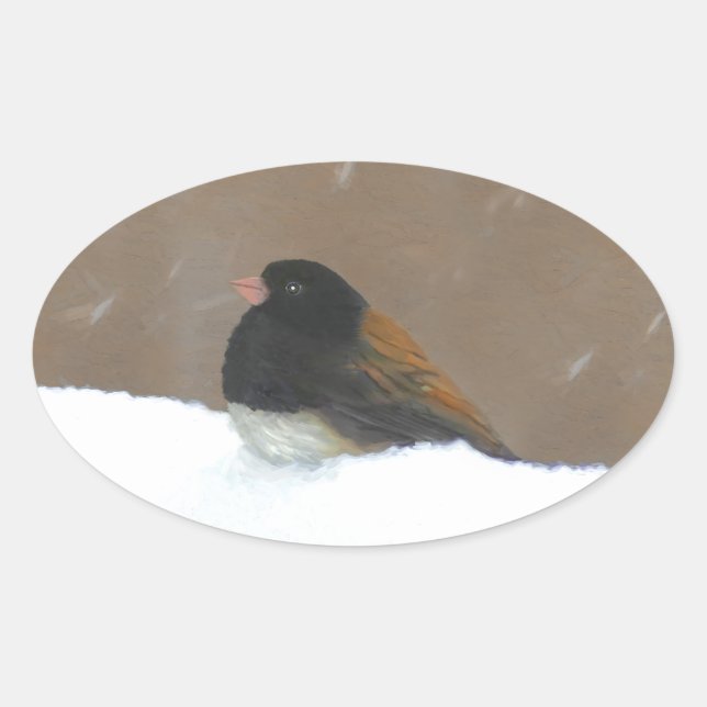 Dark-Eyed Junco Painting - Original Bird Art Oval Sticker (Front)