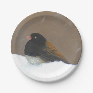 Dark-Eyed Junco Painting - Original Bird Art Paper Plate