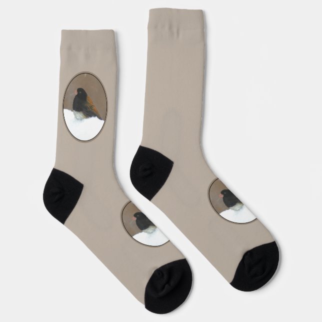 Dark-Eyed Junco Painting - Original Bird Art Socks (Right)