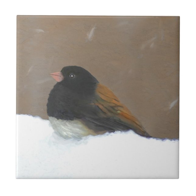Dark-Eyed Junco Painting - Original Bird Art Tile (Front)