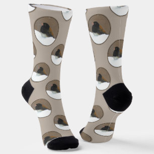 Dark-Eyed Junco Winter Painting Original Bird Art Socks