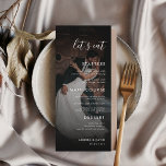 Dark Faded Photo Fading Overlay Let's Eat Wedding Menu<br><div class="desc">This elegant wedding menu featuring custom photo,  text and modern script would make a wonderful addition to your party! Easily change the text by clicking on the "personalise this template" option.</div>