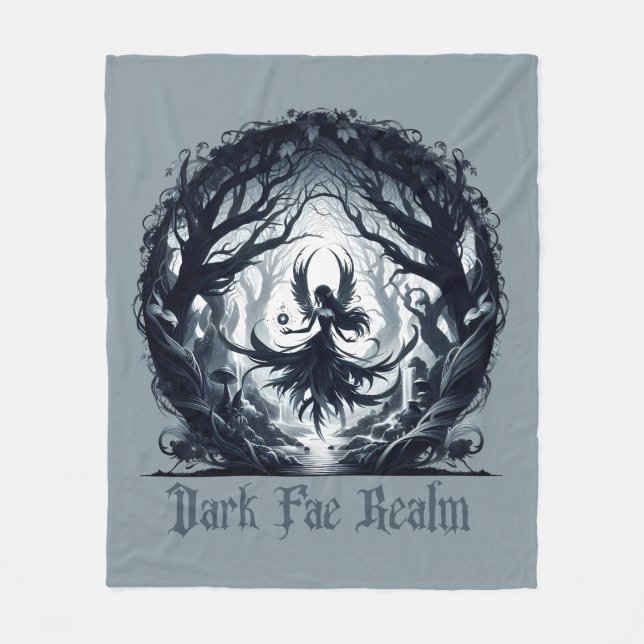 Dark Fae in magical forest  Fleece Blanket (Front)