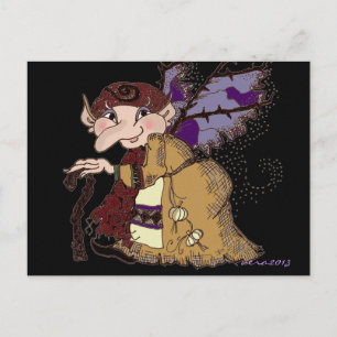 Dark Faerie Baba Ukrainian Folk Art Postcard