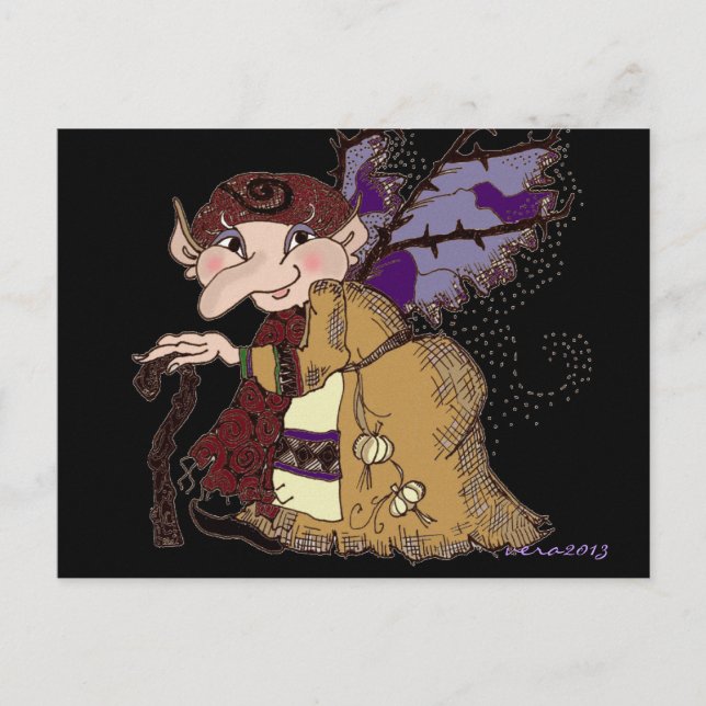 Dark Faerie Baba Ukrainian Folk Art Postcard (Front)