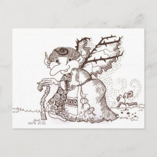 Dark Faerie Baba Ukrainian Folk Art Postcard