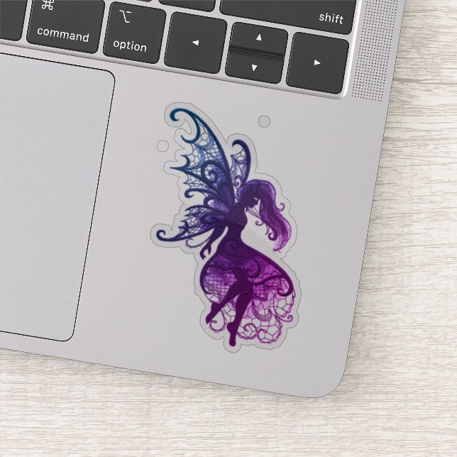 Dark Fairy Flowing Hair Laptop Cutout Vinyl (Detail)