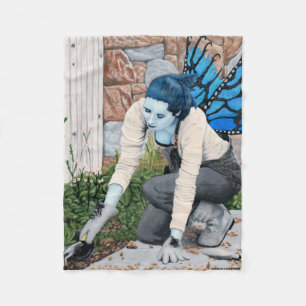 Dark Fairy  Gardener Fantasy Art Fleece Blanket
