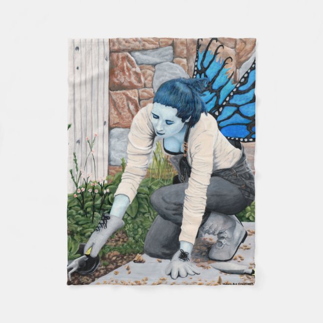 Dark Fairy  Gardener Fantasy Art Fleece Blanket (Front)