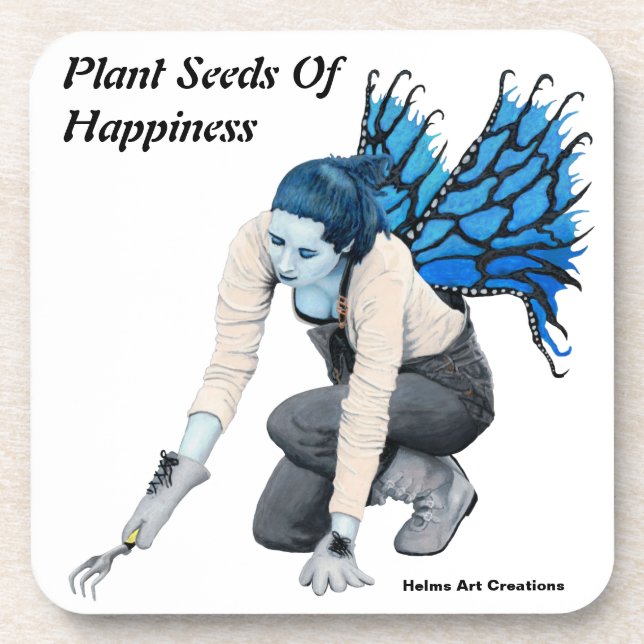 Dark Fairy Gardener Fantasy Art Plastic Coasters (Front)