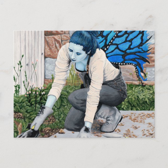 Dark Fairy Gardener Gardening Fantasy Art Postcard (Front)