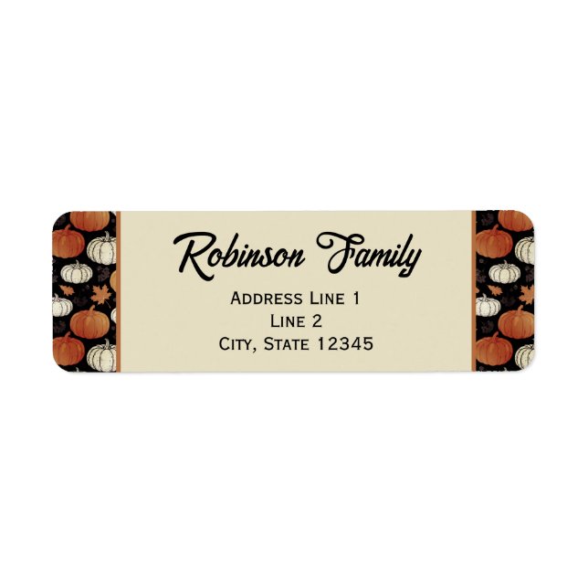 Dark Fall Pumpkins Return Address Labels (Front)